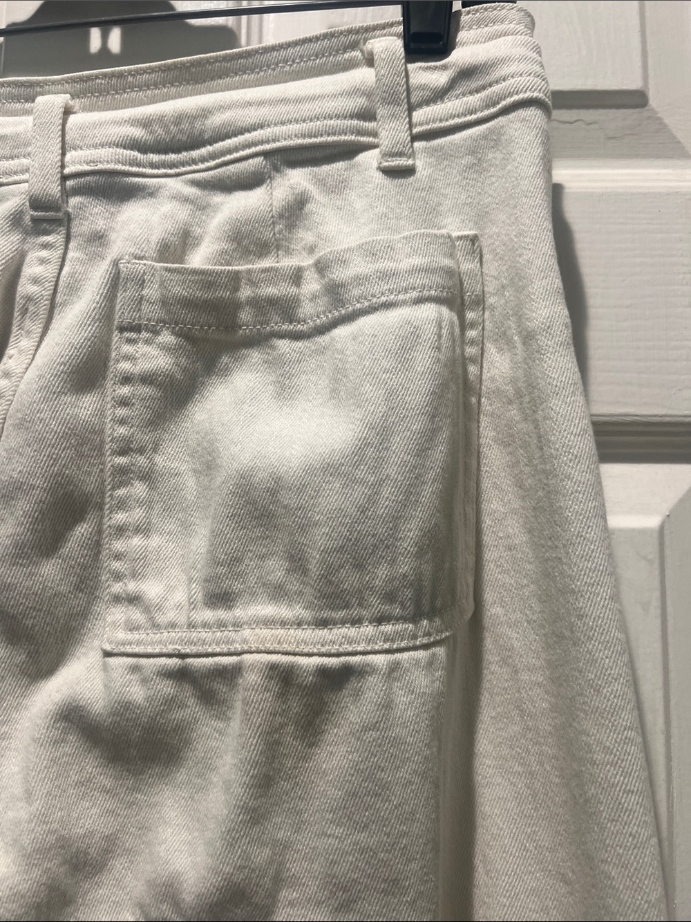 Miou Muse Wide Leg White Raw Hem Pants - Picture 7 of 10